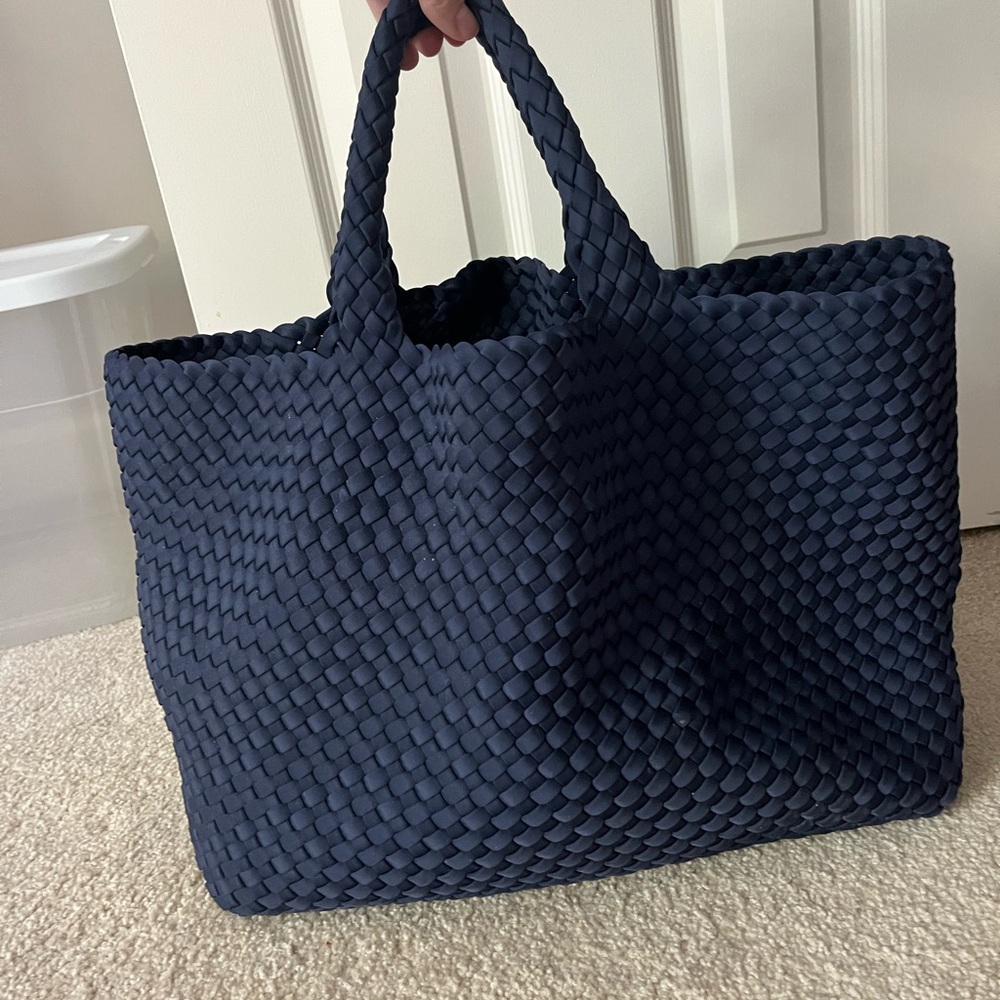 Naghedi Navy Woven Tote Bag - Picture 3 of 7